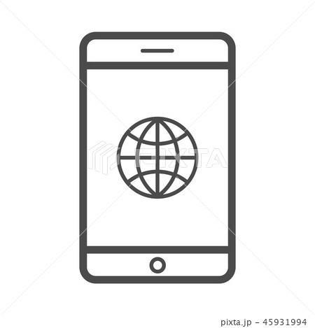 Phone world globe line icon, outline vector sign, linear style pictogram isolated on white. 45931994