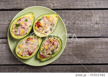 Avocado stuffed with salad Avocado stuffed with salad 45932482