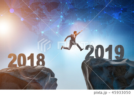 Concept of transition between 2018 and 2019 45933050