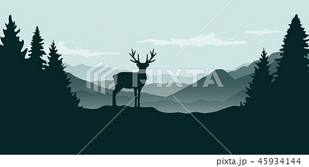 wildlife reindeer mountain view in the fog 45934144