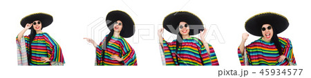 Mexican woman in funny concept on white Mexican woman in funny concept on white 45934577