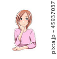 頬杖をつく女性 45937037