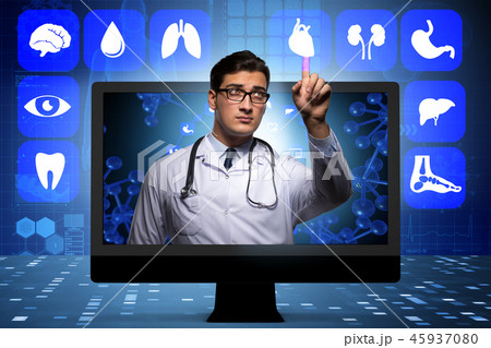 Telehealth concept with doctor doing remote check-up Telehealth concept with doctor doing remote check-up 45937080