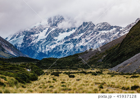 Hooker Valley Track hiking trail, New Zealand. 45937128