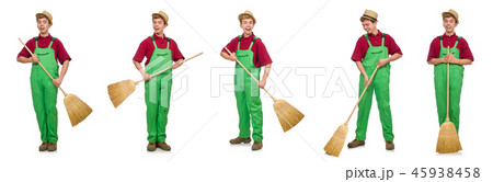 Man janitor isolated on the white 45938458