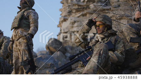 Soldiers taking a break 45938888