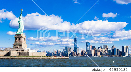 ニューヨーク　自由の女神とマンハッタンの摩天楼 45939182