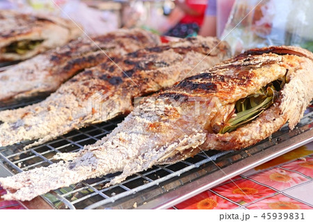 Fish grilled salt at street food Fish grilled salt at street food 45939831