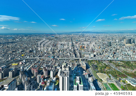 阿倍野ハルカス展望台より 高解像度版 大阪府大阪市阿倍野区阿倍野筋１の写真素材