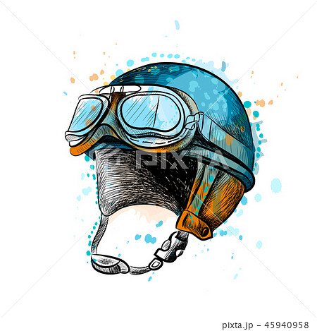 Vintage Motorcycle Classic Helmet With Goggles のイラスト素材