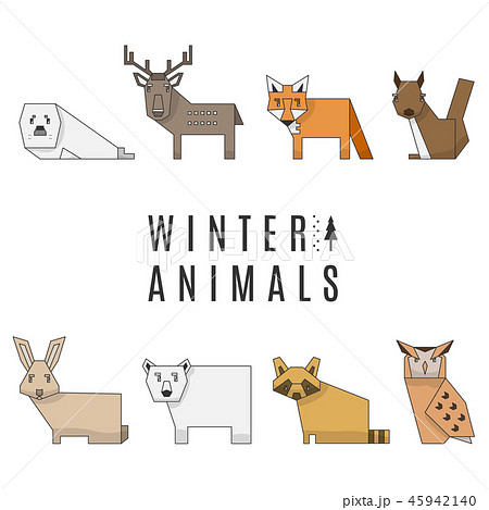 冬の動物たちのイラスト素材