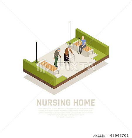 Disabled Elderly Isometric Composition  45942701