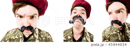 Funny soldier isolated on white 45944034