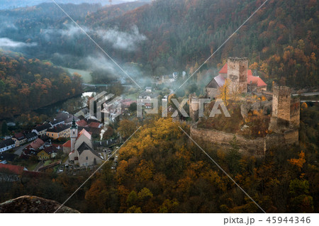 Landscape with Hardegg Castle in Lower Austria 45944346