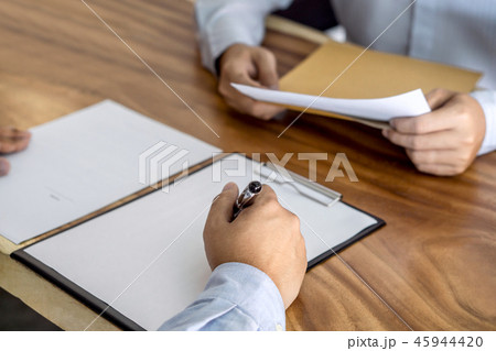 Insurance or loan real estate, Agent broker and client signing c 45944420