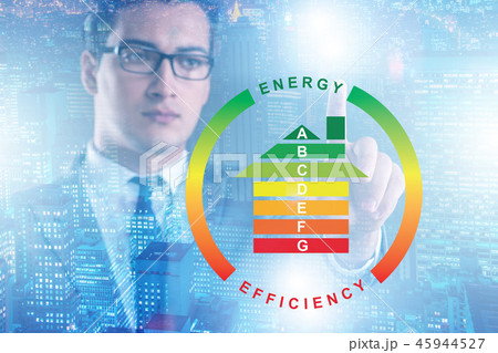Businessman in energy efficiency concept Businessman in energy efficiency concept 45944527