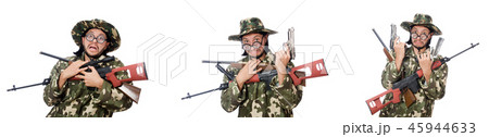 Soldier with weapons isolated on white Soldier with weapons isolated on white 45944633