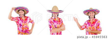 Funny mexican with sombrero hat 45945563