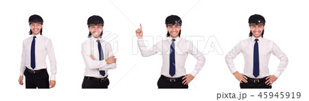 Funny pilot isolated on white 45945919