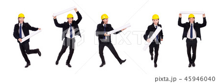 Young construction architect isolated on the white Young construction architect isolated on the white 45946040