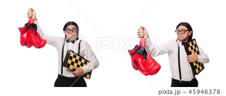 Man in sports concept isolated on white 45946378