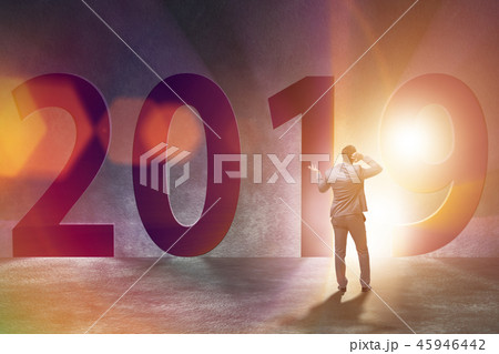 Businessman in the concept of transition to year 2019 45946442