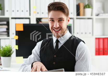 View of businessman with tablet in the office 45946507