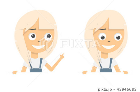 Girl peek up, down. Blank paper for website. 45946685