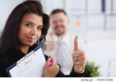 Female arm show OK or confirm during conference 45947096