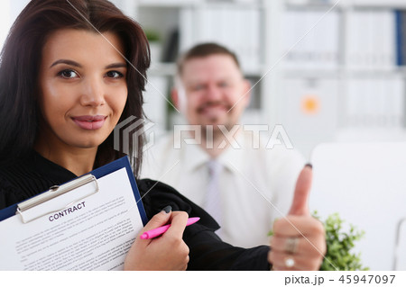 Female arm show OK or confirm during conference Female arm show OK or confirm during conference 45947097