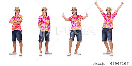 Young man in hat isolated on white 45947167