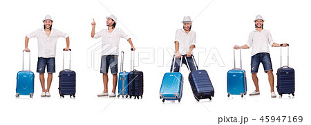 Travel vacation concept with luggage on white 45947169