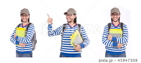 Student with books isolated on white Student with books isolated on white 45947309