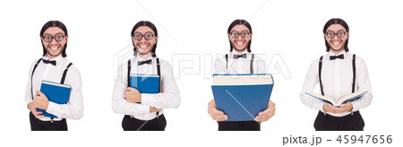 Young funny man woth book isolated on white Young funny man woth book isolated on white 45947656