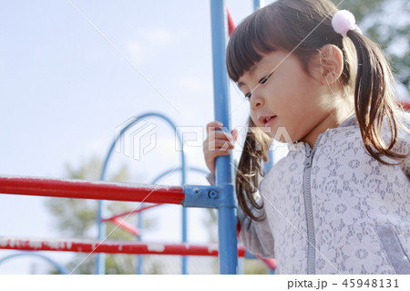 ジャングルジムに登る幼児 (4歳児) 45948131