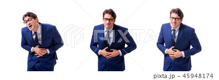Young sick and unhappy businessman isolated on white background Young sick and unhappy businessman isolated on white background 45948174