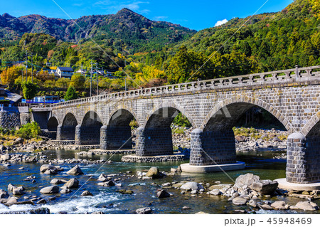耶馬渓橋の秋景色　【大分県中津市本耶馬渓】 45948469