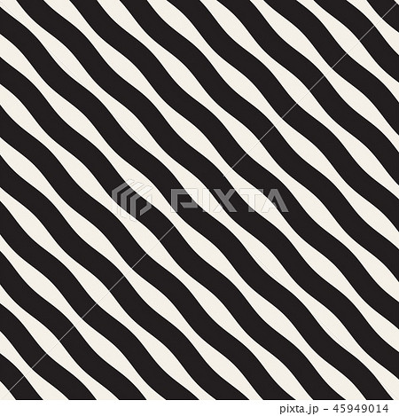 Vector Seamless Black and White Wavy Lines Pattern. Abstract Geometric Background 45949014