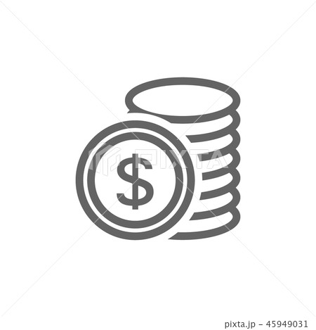 Simple coins line icon. Symbol and sign illustration design. Isolated on white background 45949031