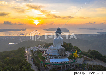 aerial photography Phuket big Buddha in sunrise 45953284