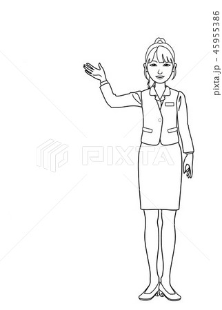 右手を上げるｏｌ ａ 線画 のイラスト素材