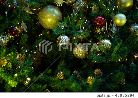 クリスマス クリスマスツリー 装飾 イルミネーション キラキラ 景色 風景 光 冬 Xmasの写真素材