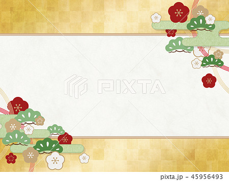 和の風合い 梅の花 水引 金色のイラスト素材