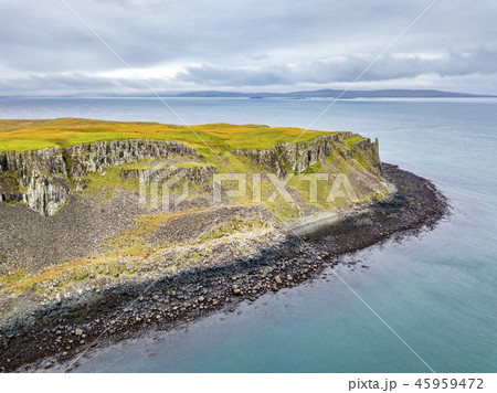 Aerial of the coastline of north west Skye by Kilmuir - Scotland 45959472