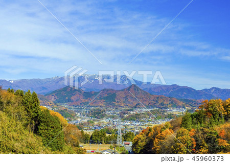 河岸段丘の街と武尊山 45960373