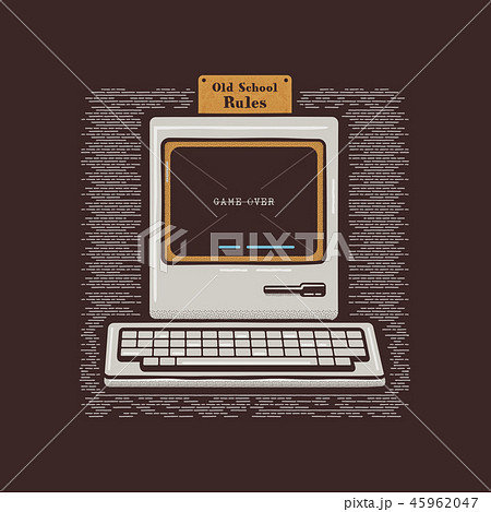 Old Personal Computer Retro Pc Icon Emblem のイラスト素材