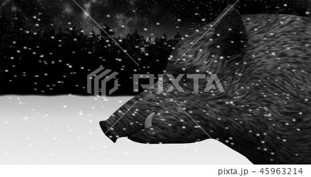 Wild boar in a night snowy winter forest animation 45963214