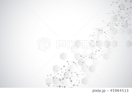 Abstract geometric texture with molecular structures and neural network. Molecules DNA and genetic 45964513