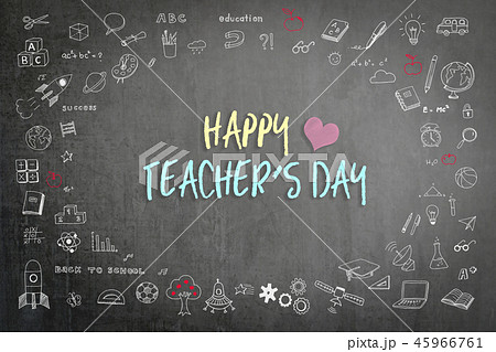 Happy teachers day on black school chalkboard  45966761
