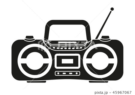Black And White Boombox Silhouetteのイラスト素材